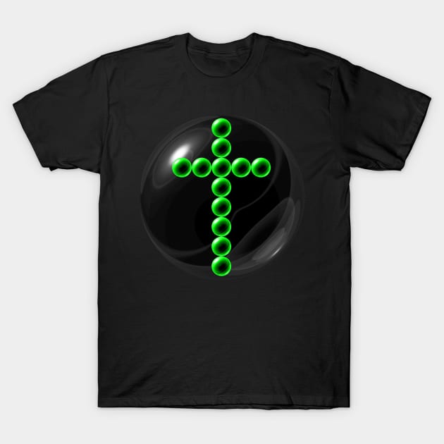 Green Yellow Cross in Glass Ball T-Shirt by The Black Panther